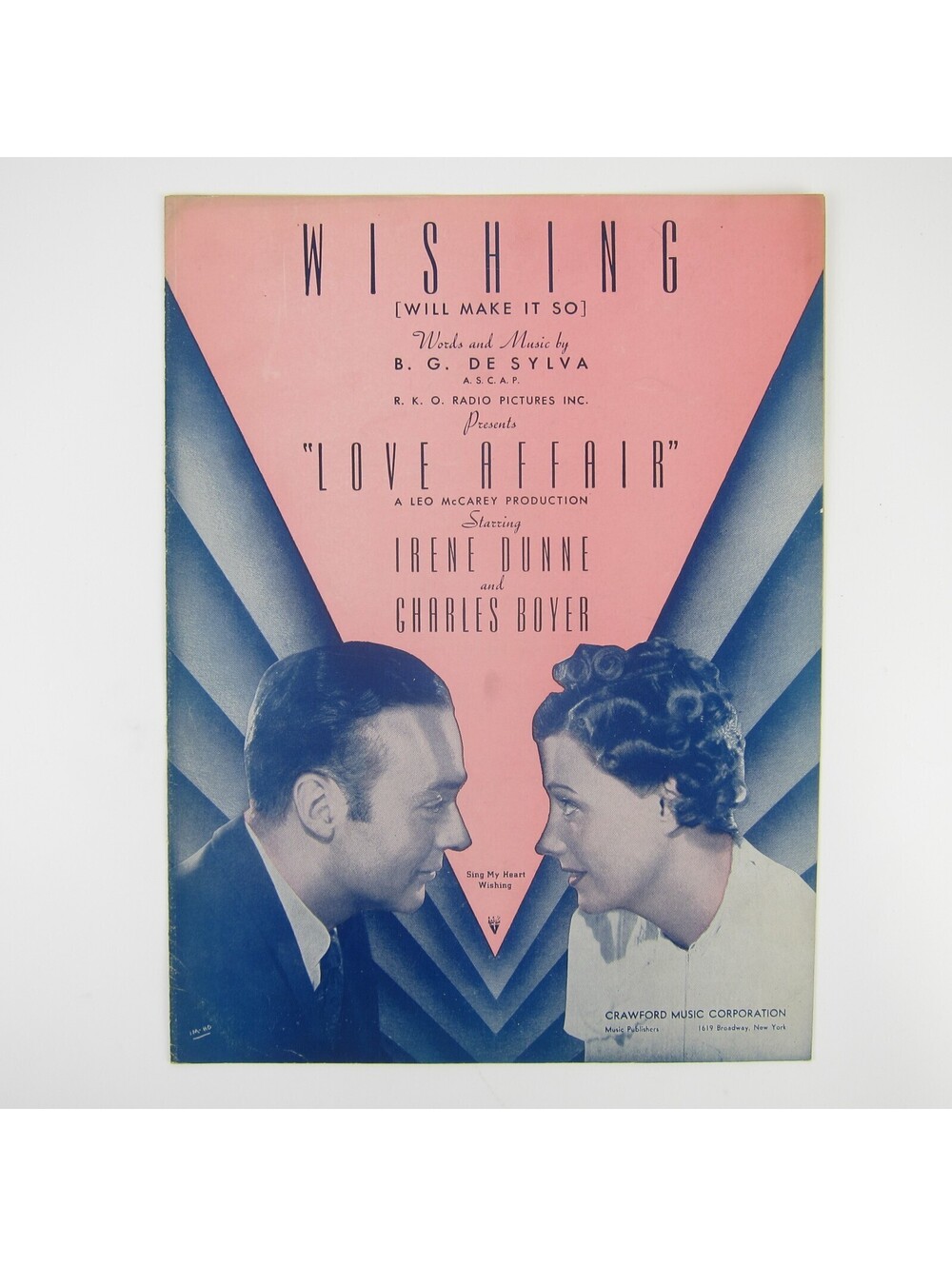 Sheet Music Wishing (Will Make It So) Love Affair Irene Dunne Charles Boyer 1939